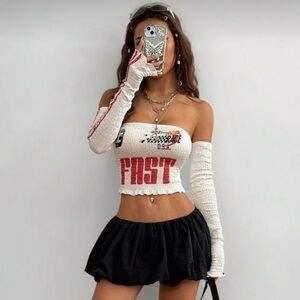 Off-Shoulder Graphic Top